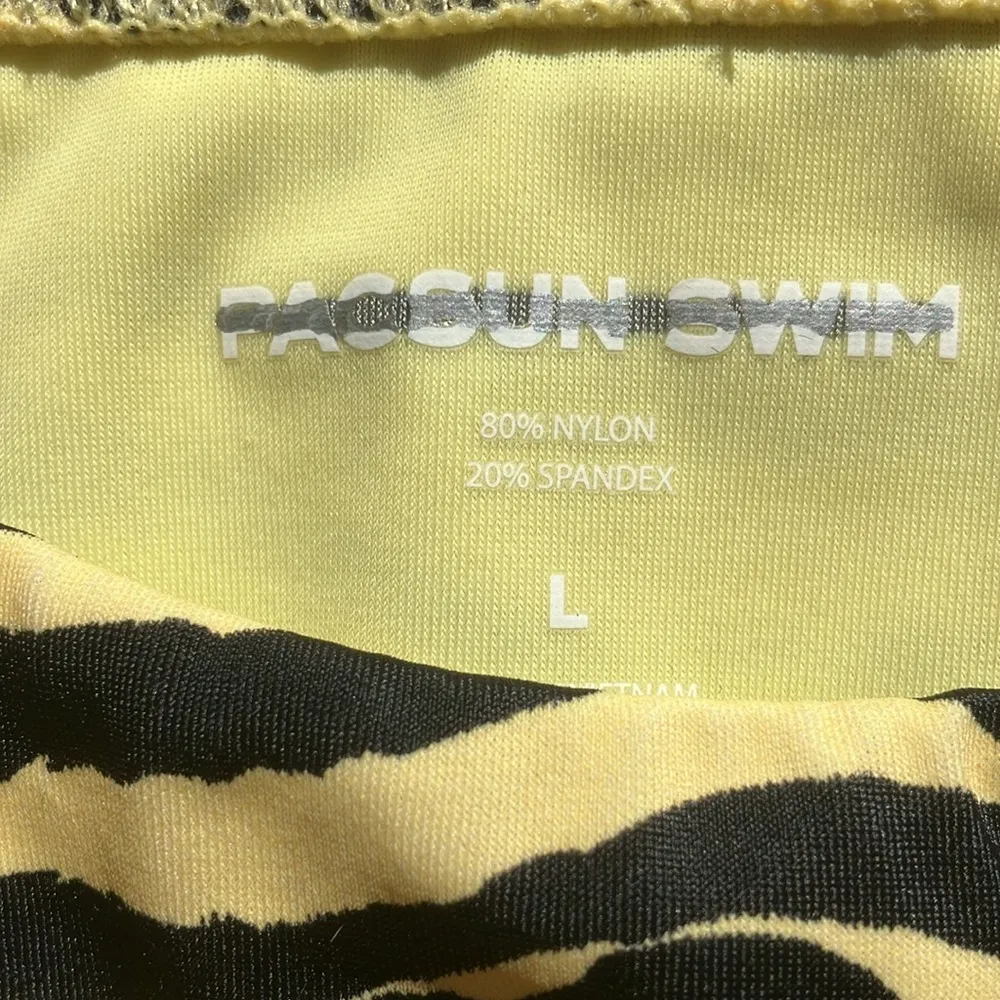 Yellow zebra print PacSun high cut bikini bottoms swimsuit size large - Image 2