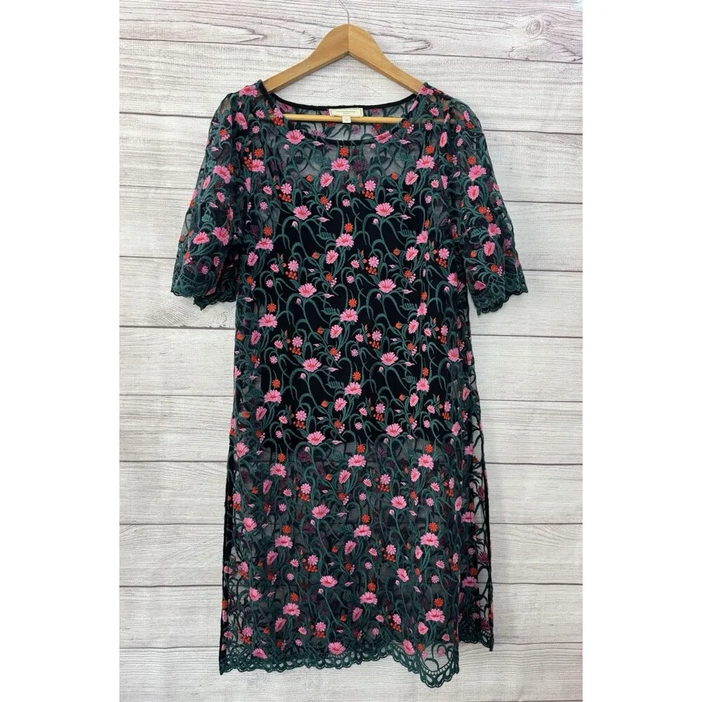 Anthropologie Moulinette Soeurs Flower Embroidered Summer Dress Size MEDIUM - Image 4