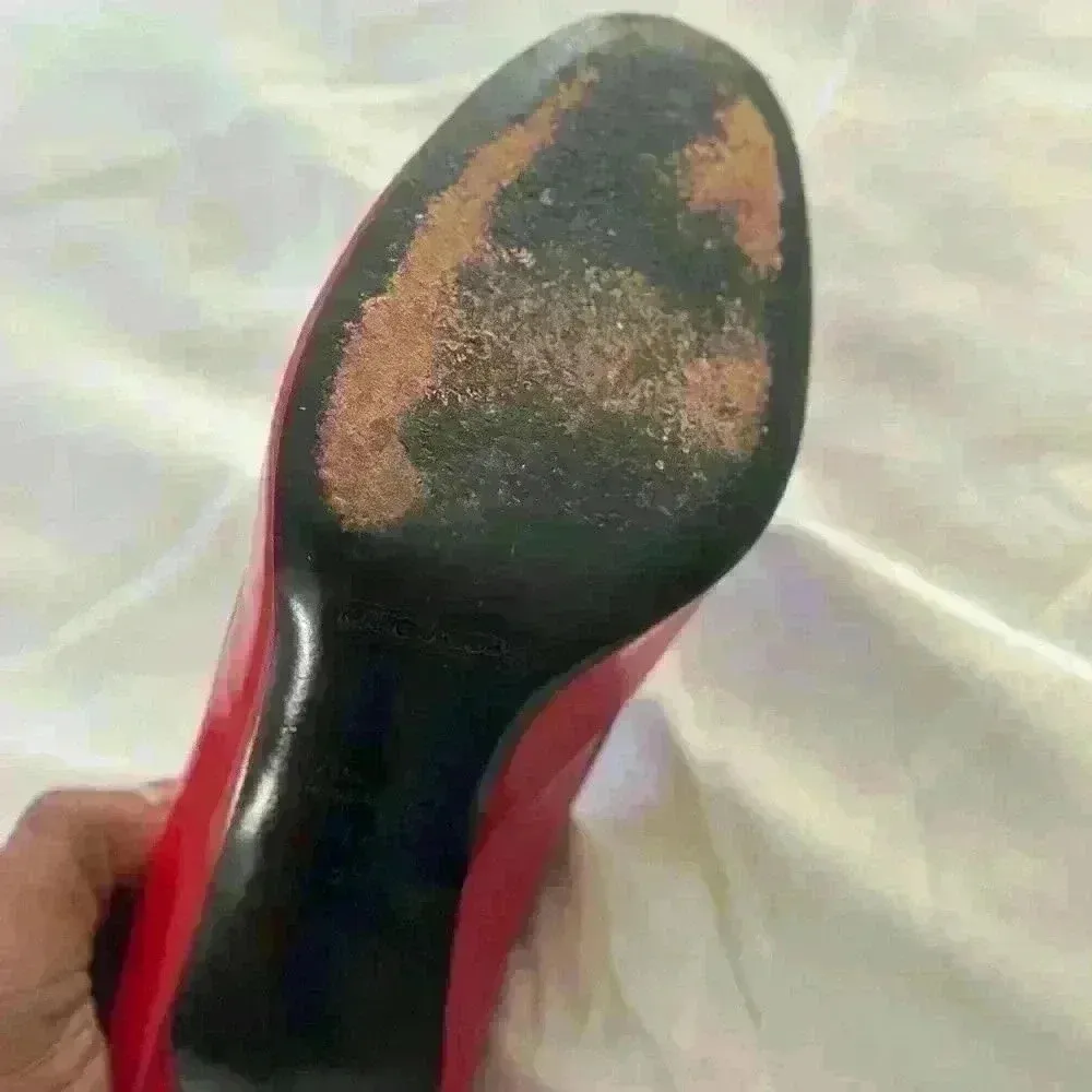 Red Patent Leather Peep Toe Bow Stiletto Heels Shoes Womens Size - Image 8