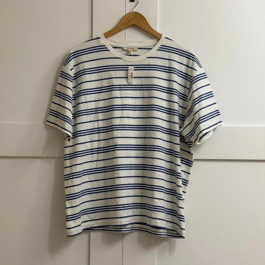 Madewell Cotton Relaxed Oversized Tee in Lighthouse, Size Large - Image 7