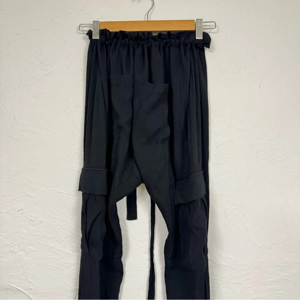 Ulla Johnson Black Crepe Cargo Dropped Waist Jogger Sweatpants Womens 2 Goth - Image 7