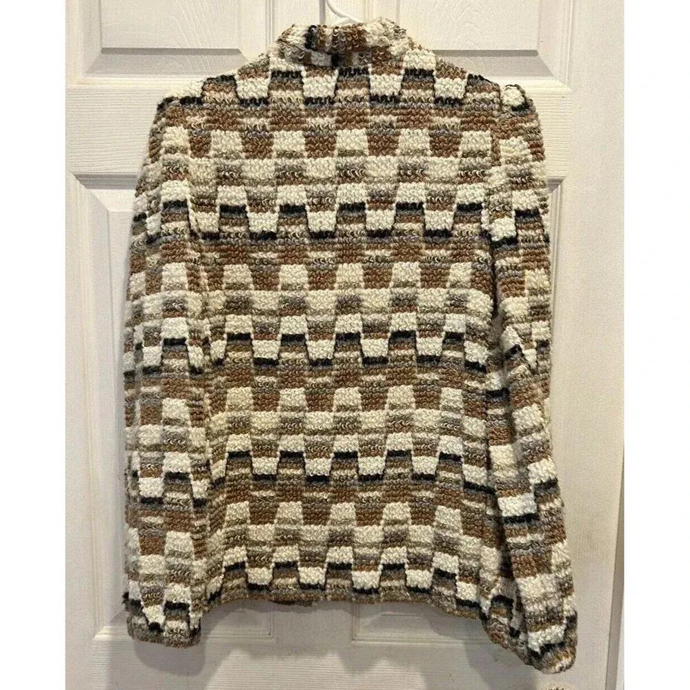 Donnkenny Jacket Women’s 12 Gray Beige Wool Blend Boucle Lined DK‎ Gold - Image 7