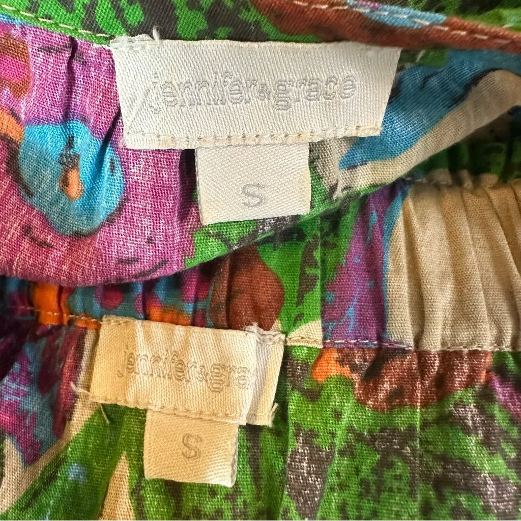 Jennifer & Grace Tropical Floral 2 Piece Skirt Set Size Small Ruffles Colorful Purple - Image 9