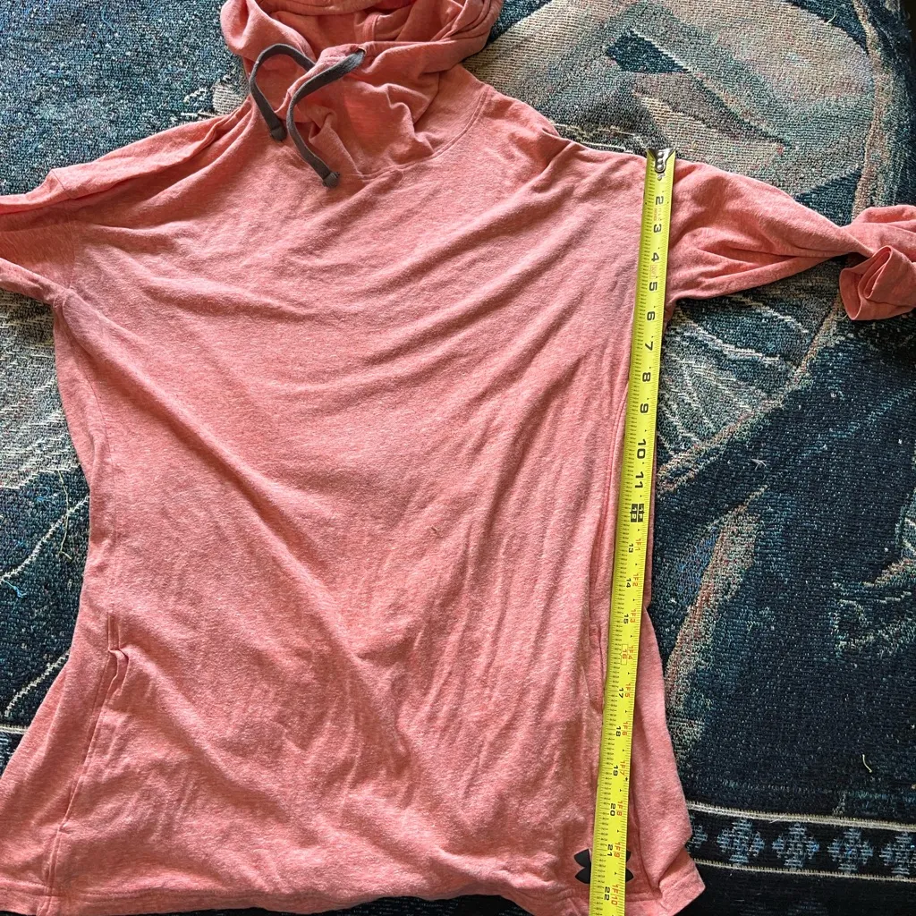 Under Armour Bubblegum Pink HeatGear Hoodie Pullover S/M Petite Athletic Running - Image 12