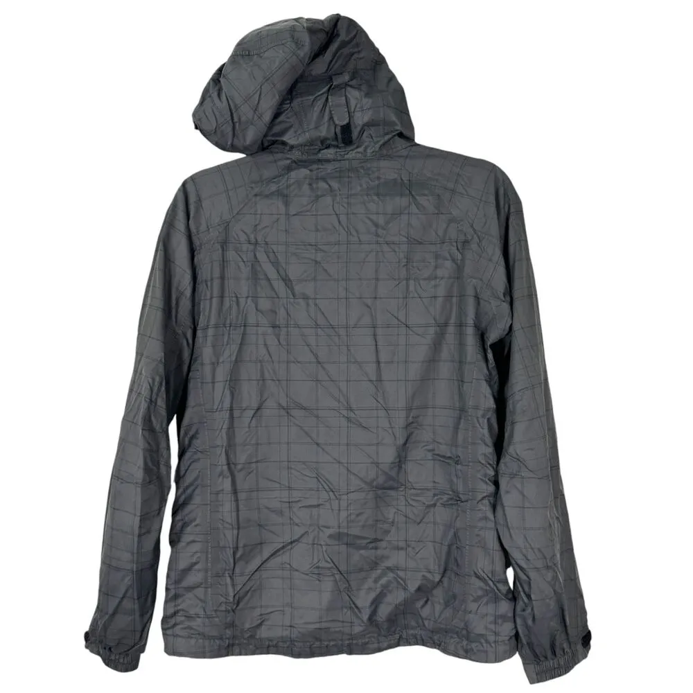 Columbia Grey Plaid Lightweight Rain Jacket Windbreaker Cinch Women's Medium - Image 5