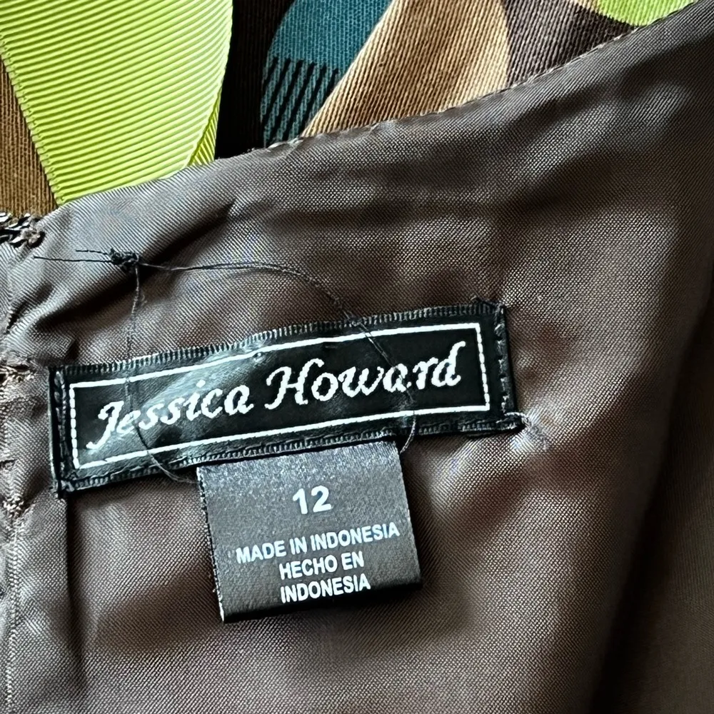 JESSICA HOWARD Brown Polka Dot Print Cotton Sleeveless Sheath Dress Size 12 - Image 9