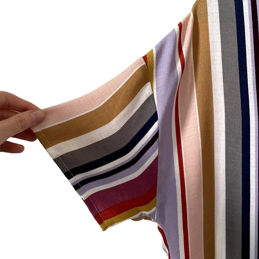 Allison Joy colorful striped vneck short sleeved tshirt summer lightweight top - Image 3