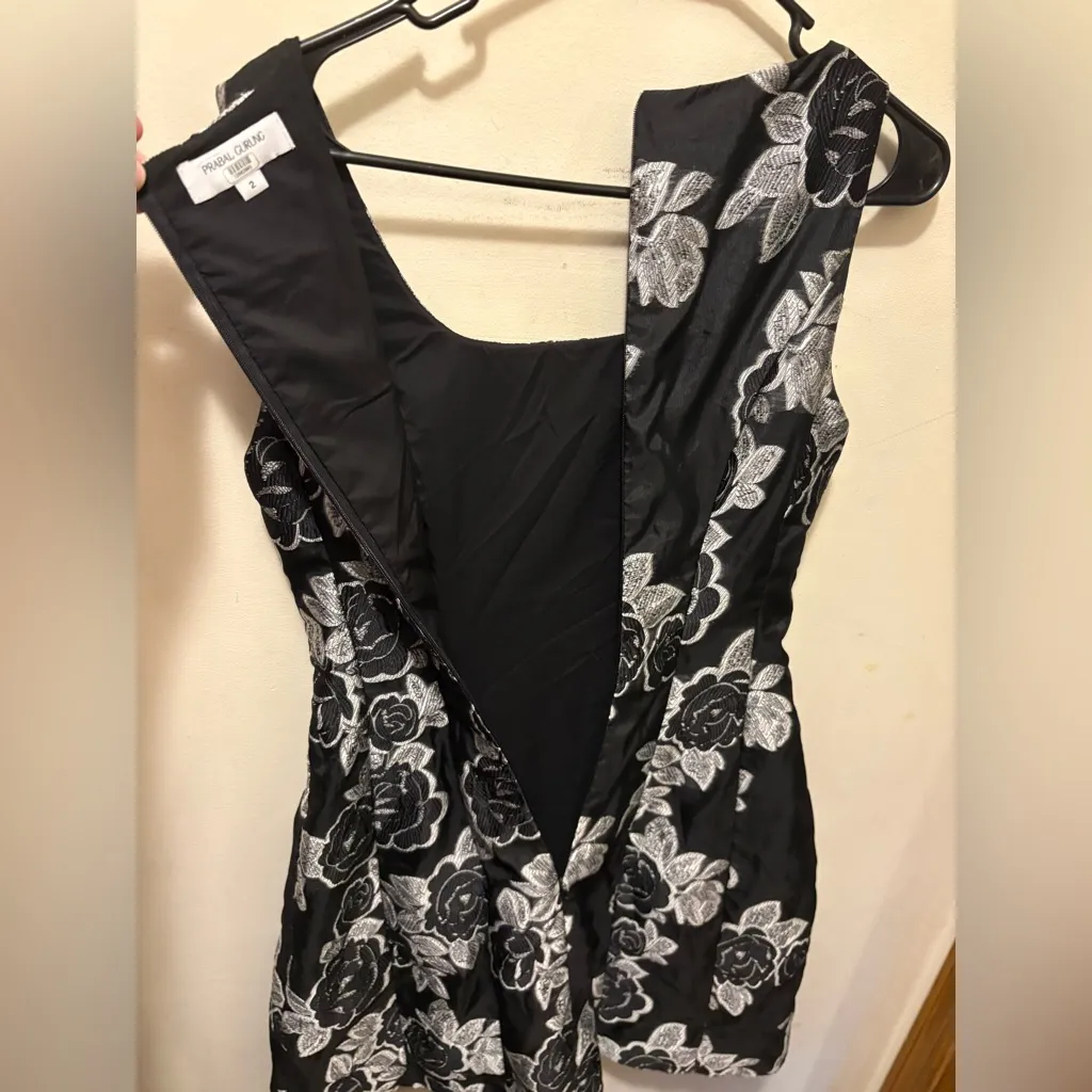 Prabal Gurung‎ Collective Black Floral Jacquard Flare Dress size 2 - Image 7