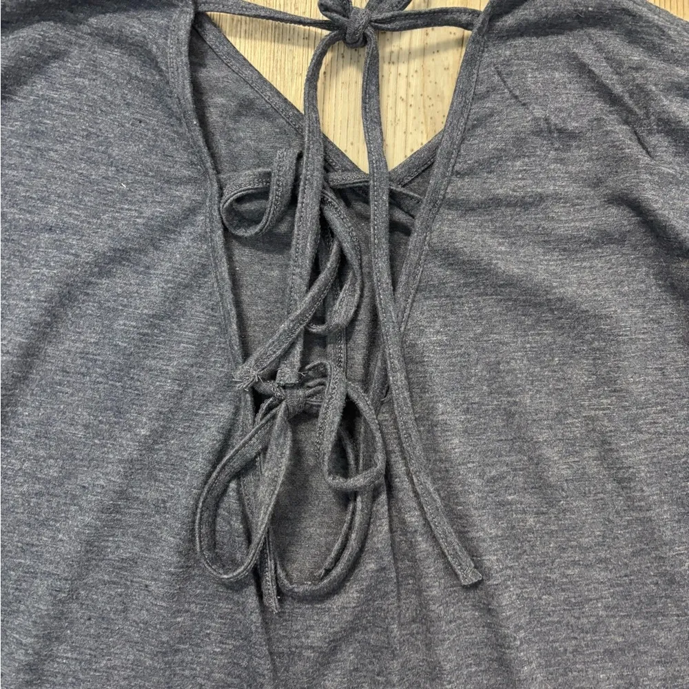 Blue long sleeve shirt with lace up back detail #casual #loungewear - Image 4