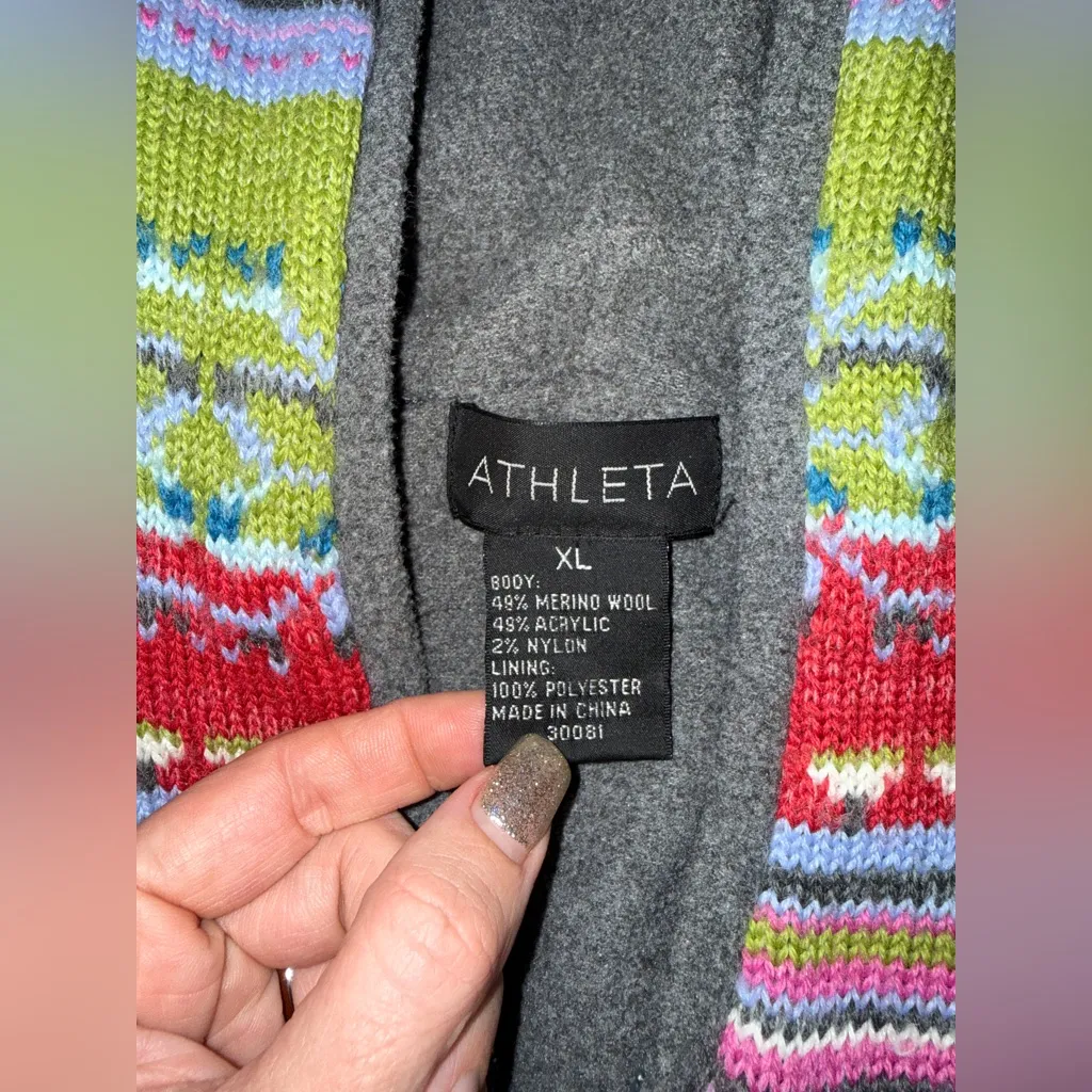 Rare Athleta Wool Blend Zip Up Sweater size XL - Image 2