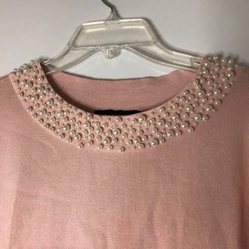 Karl Lagerfeld Paris Pink Pearl Knit crew Sweater - Image 2