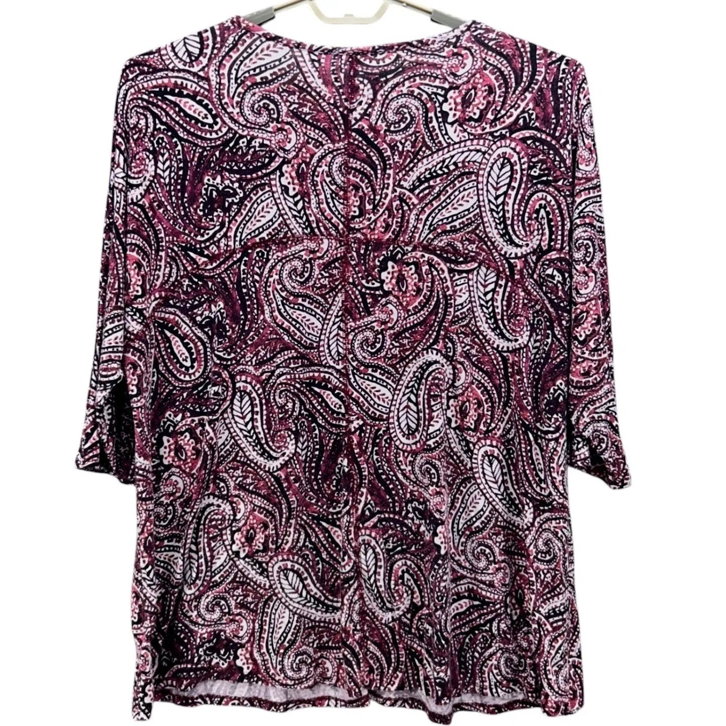 Sigrid Olsen  Paisley Tunic Blouse Maroon Red 2X‎ - Image 2