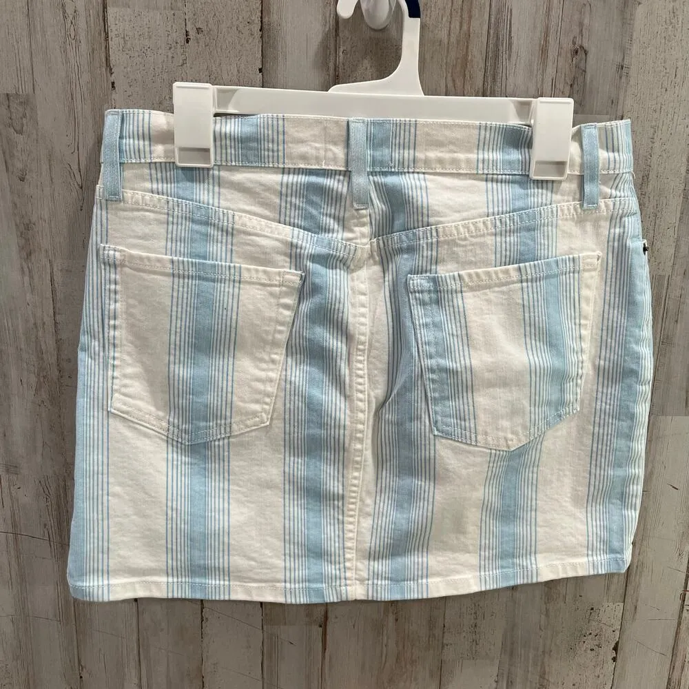 Frame Women's Ombre Blue White Stripes Micro Mini Denim Jean Skirt Size 30 NWOT - Image 3