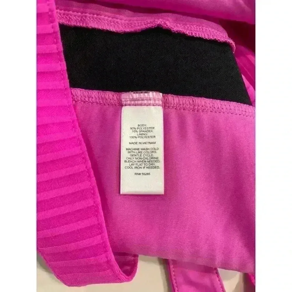 Express Hot Pink Ribbed Zip Up Crop Top Women’s Size Large - Image 6