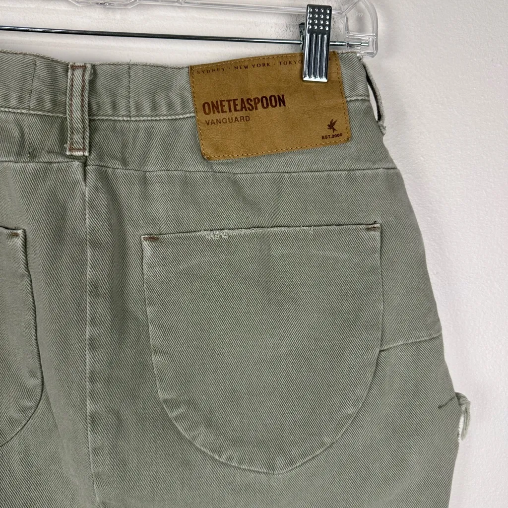 One teaspoon Vanguard Mid Rise Relaxed Denim Mini Skirt Green Sz 25 - Image 6
