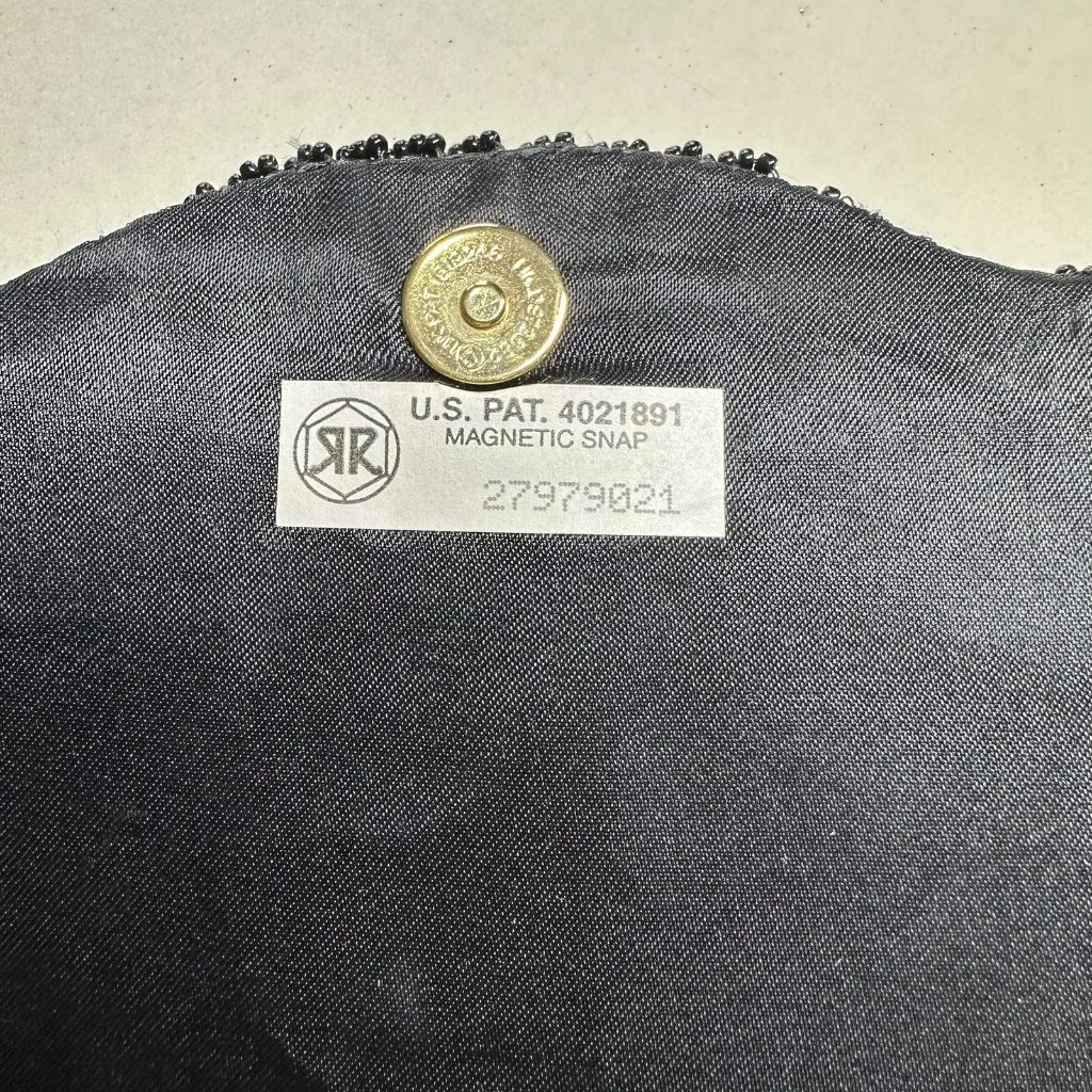 Vintage La Regale Black/Gold/Bronze Beaded Evening Clutch Hong Kong - Image 6