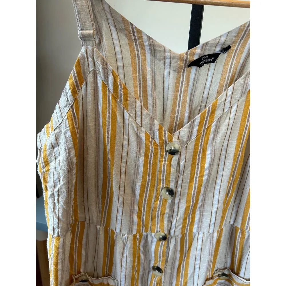 Mlle Gabrielle womens summer dress size 1X yellow stripe sleeveless button front - Image 4