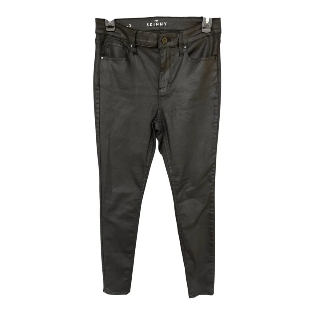 White House Black Market coated black high rise skinny jeans Size 2 - Image 2