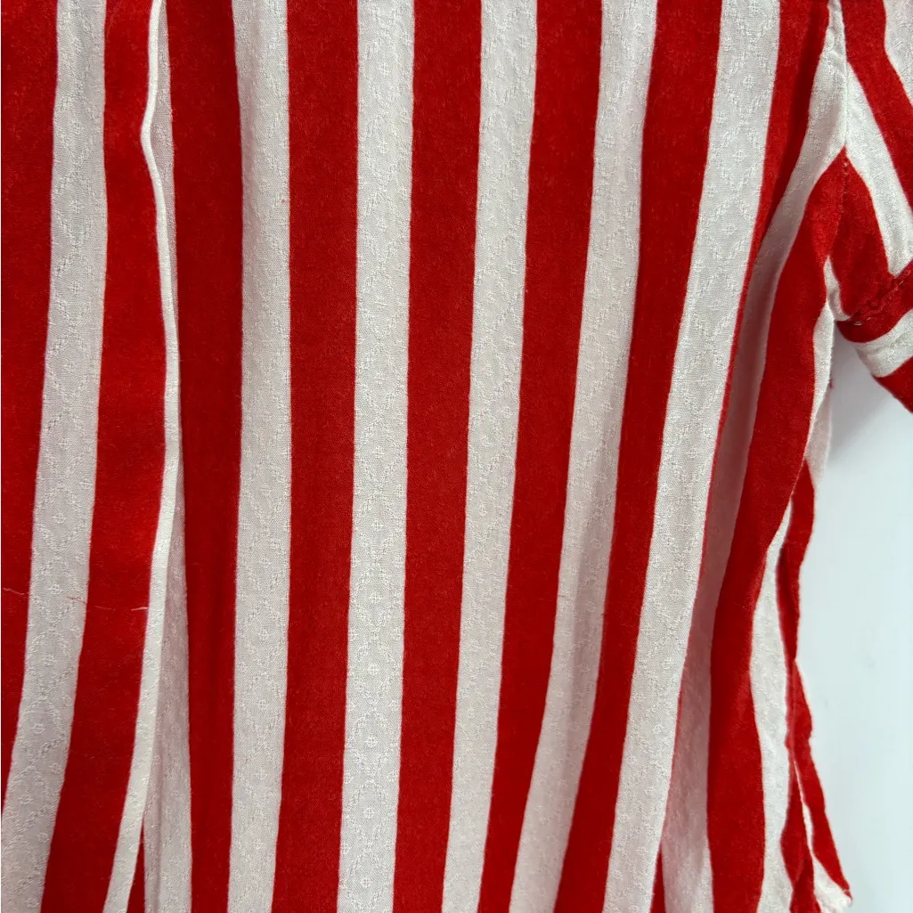 Free People Pajama Set shiny nights striped womens Red White lightweight size xs - Image 9
