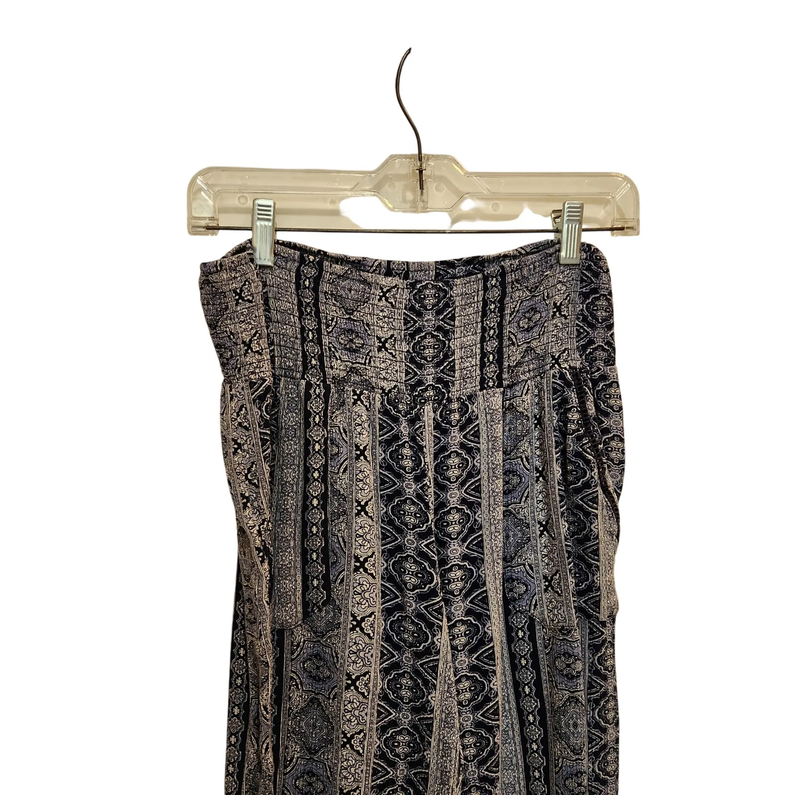 Three Dots Blue Paisley Printed Smocked Lounge Pull On Wide Leg Pants Medium - Image 5