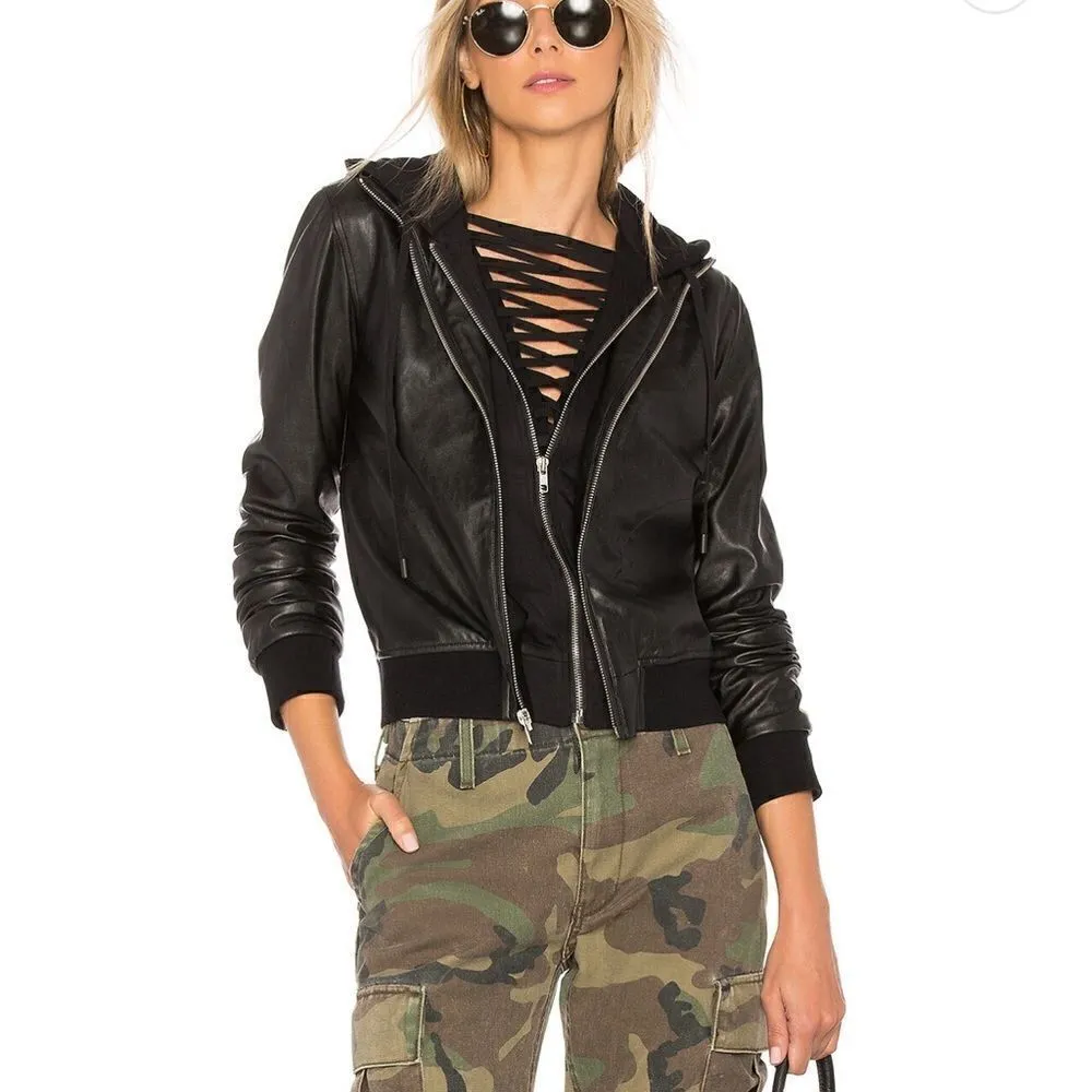 Bailey/44 Black Jado Eco-leather Bomber Jacket size Small! - Image 4