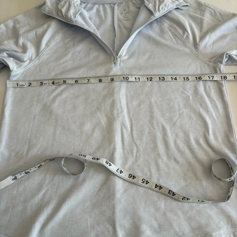 Apana Quarter zip Pullover Top Size M Light Blue mock neck - Image 13