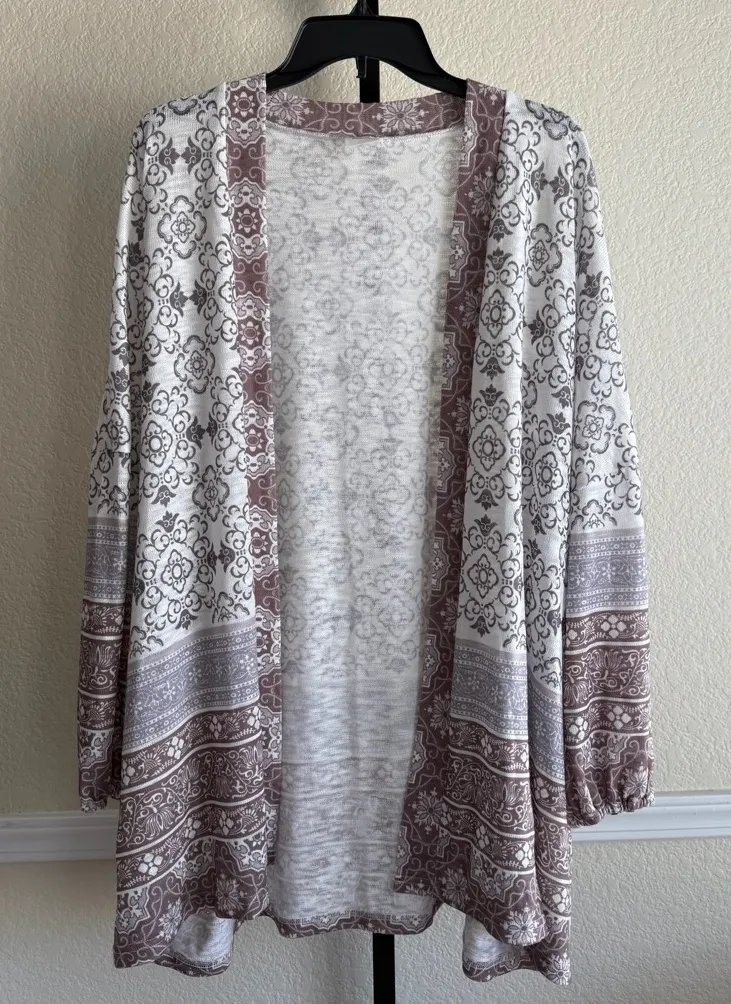 Boho Open Front Suzanne Betro XL Kimono Cardigan Long Sleeve Lightweight Duster - Image 1
