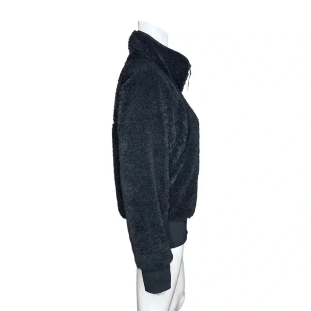Zella Fleece Bomber Jacket Black Teddy Fleece Insulated Long Sleeve Zip Up - Image 3