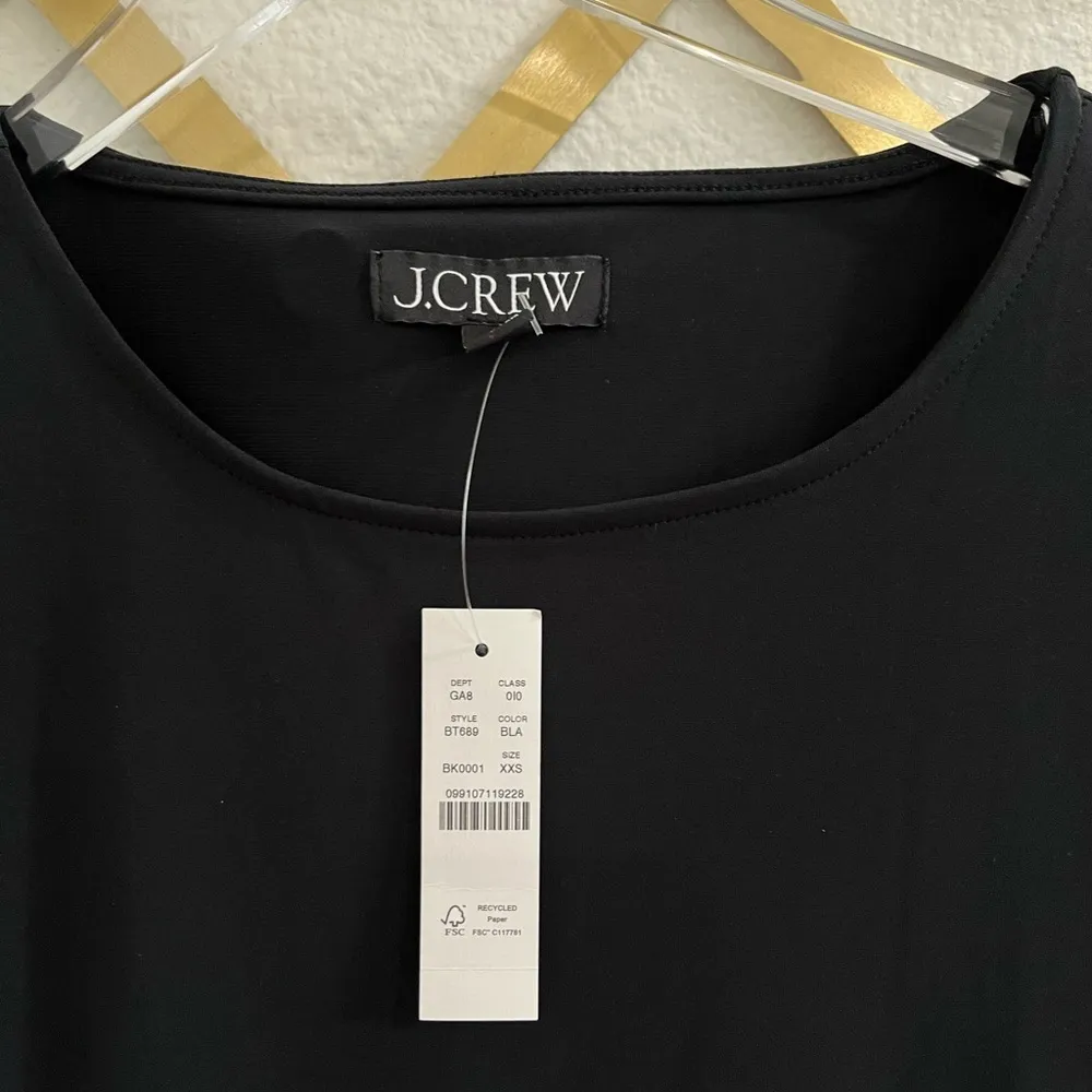 NWT J Crew Matte jersey T-shirt with cupro sleeves Black XXS - Image 7