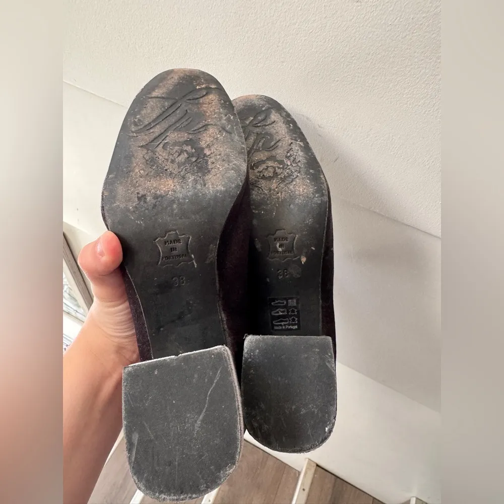 Free People Cecile Women's Gray Velvet Block Booties 38 7.5 Round Toe Zip Back - Image 7