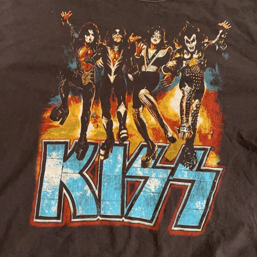 Day Kiss Cropped Gray Long Sleeve Graphic Band Tee Shirt Top Women’s Small - Image 7