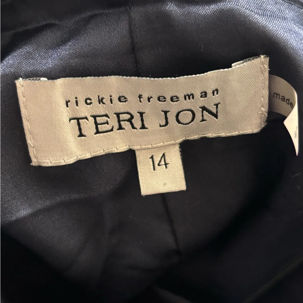 Rickie Freeman for Teri Jon dress formal lace sequins navy blue sz 14 - Image 4