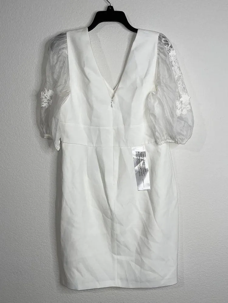 Bcbgmaxazria Embroidered Sleeve Evening Dress in Off-White, Size 12 NWT $298 - Image 6