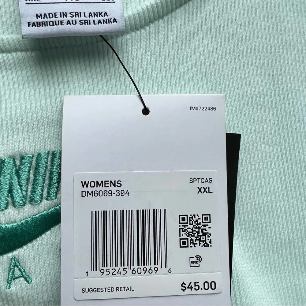 Nike Air Barely Green Washed Teal Ribbed Cropped Tank Top Women’s XXL - Image 9