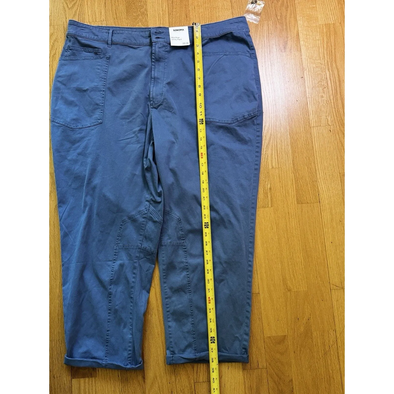 Sonoma Women's Mid-Rise Utility Pants Plus Casual Bottoms Iris Bouquet Blue 20W - Image 7