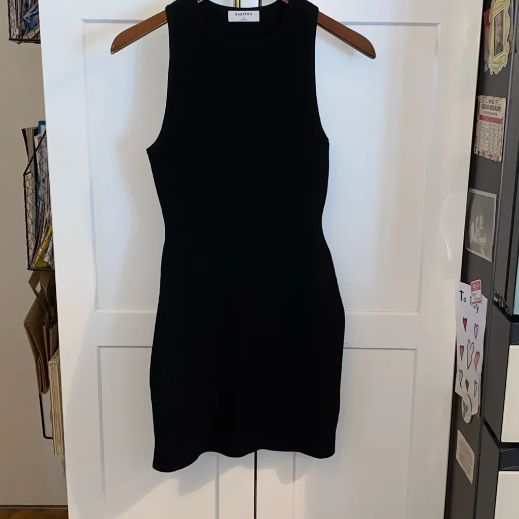 Aritzia Babaton Black Ribbed Sculpt Knit Racer Back Dress classic minimalist - Image 5