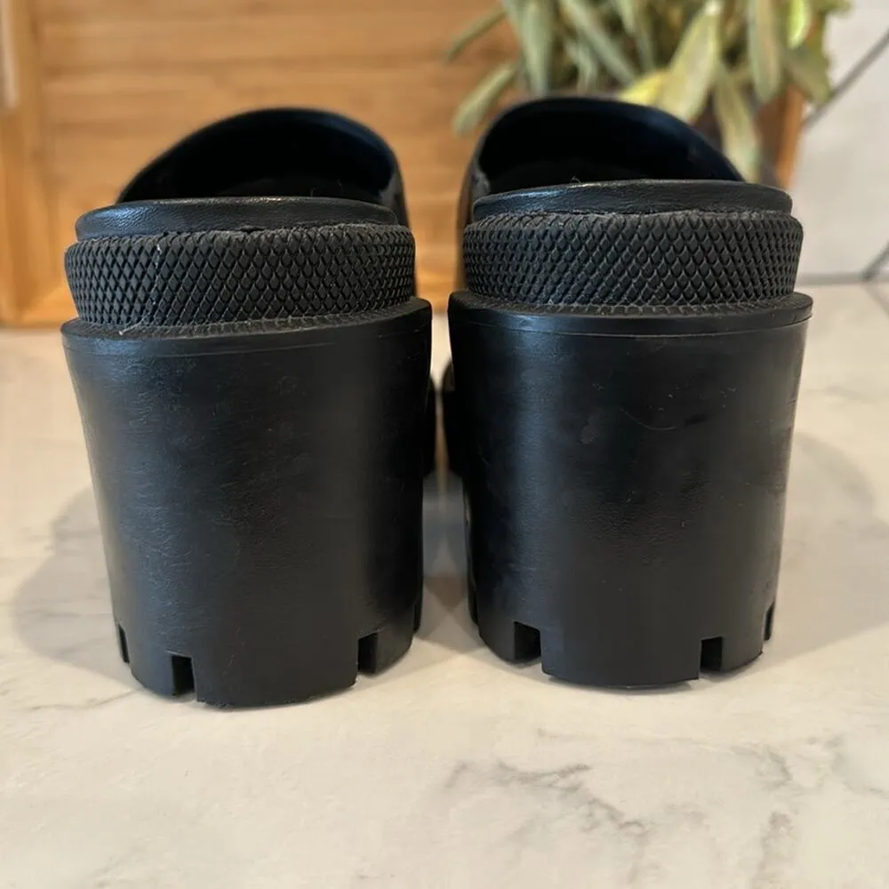 Gianni Bini End-Game Leather Chunky Lug Sole Mules Platform Y2K Heel size 6 - Image 2