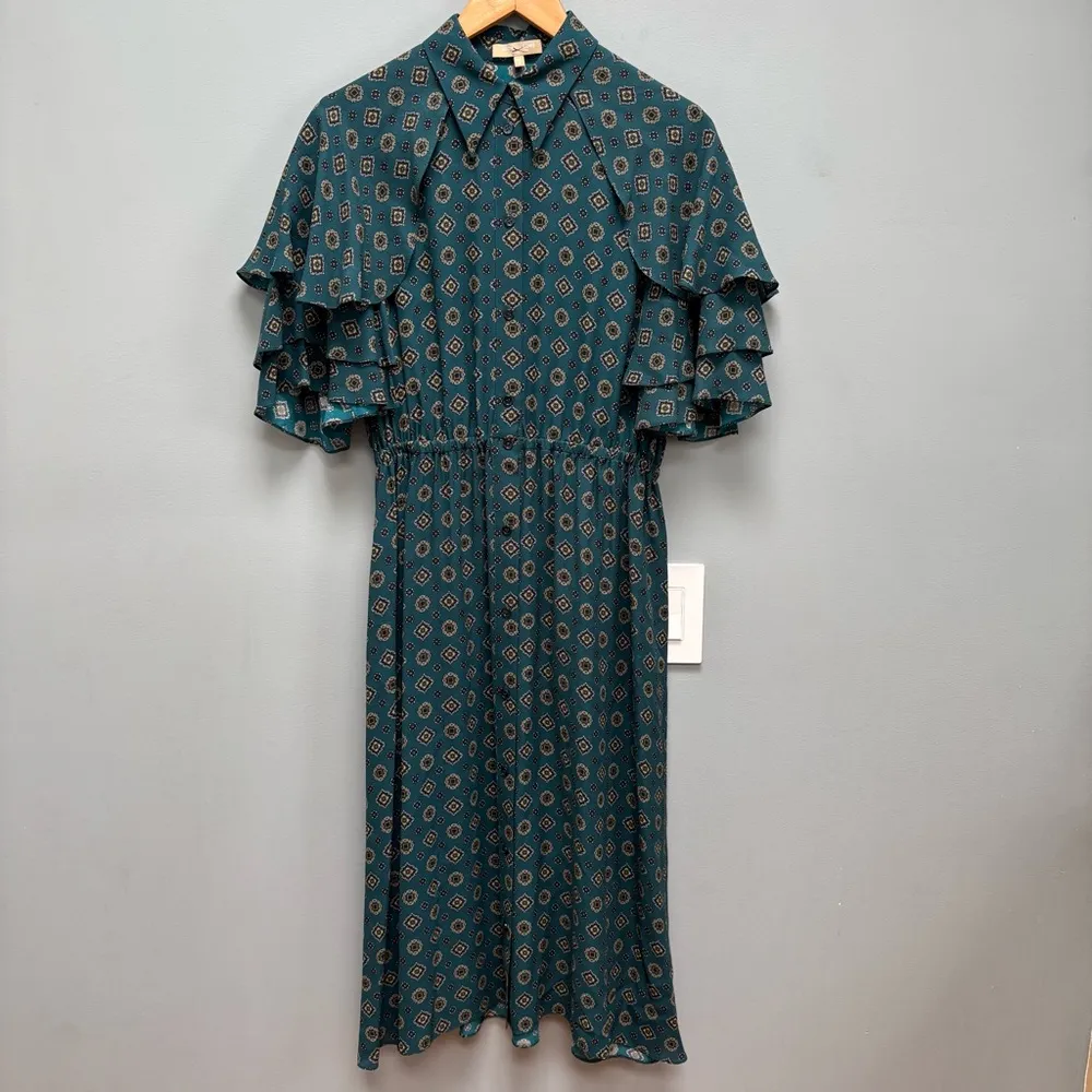 Michael Kors Collection Silk Short Sleeve Button Down Midi Dress 8 - Image 4