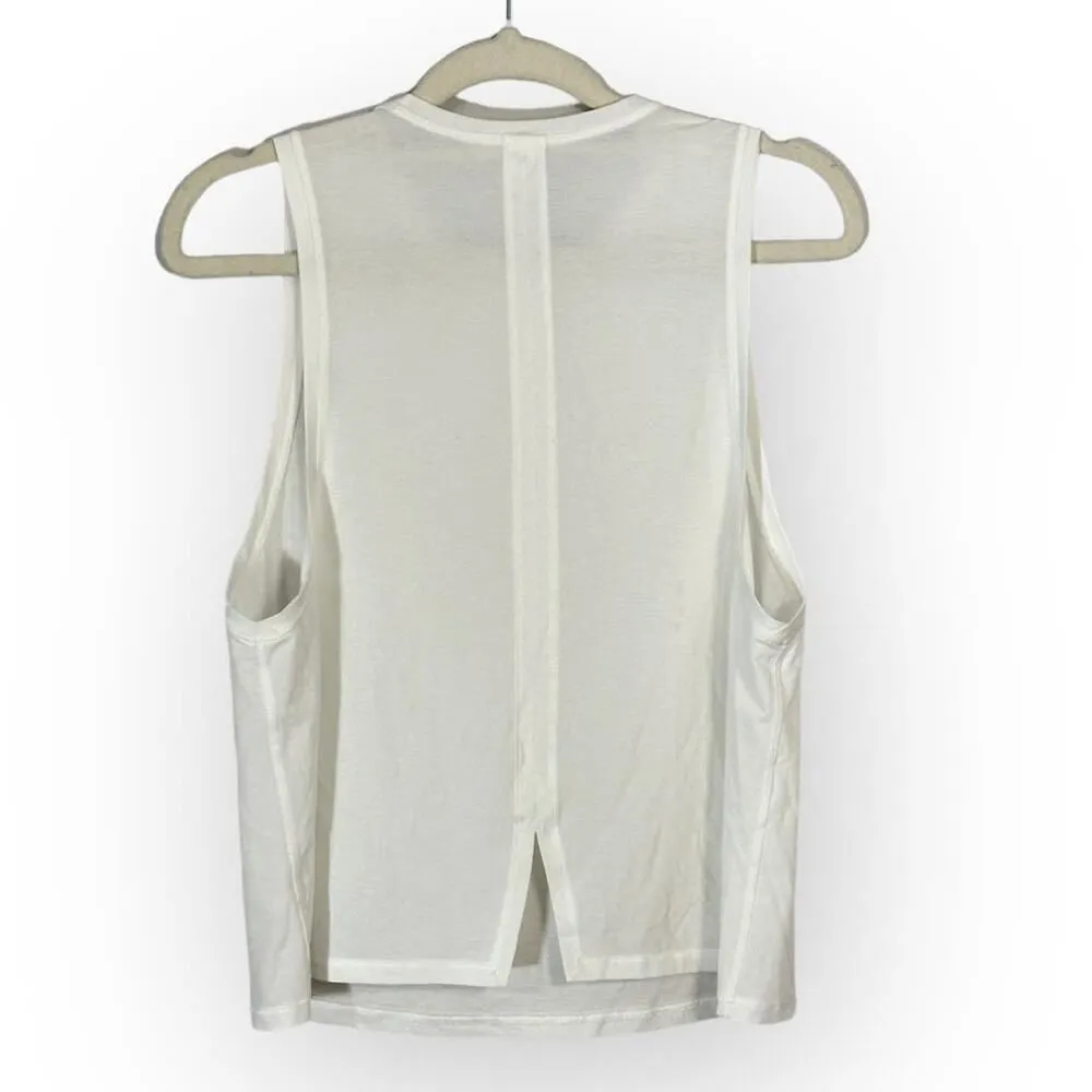 Spanx Tank Top Women's Small White Sleeveless Cropped Split Hem Lightweight - Image 2
