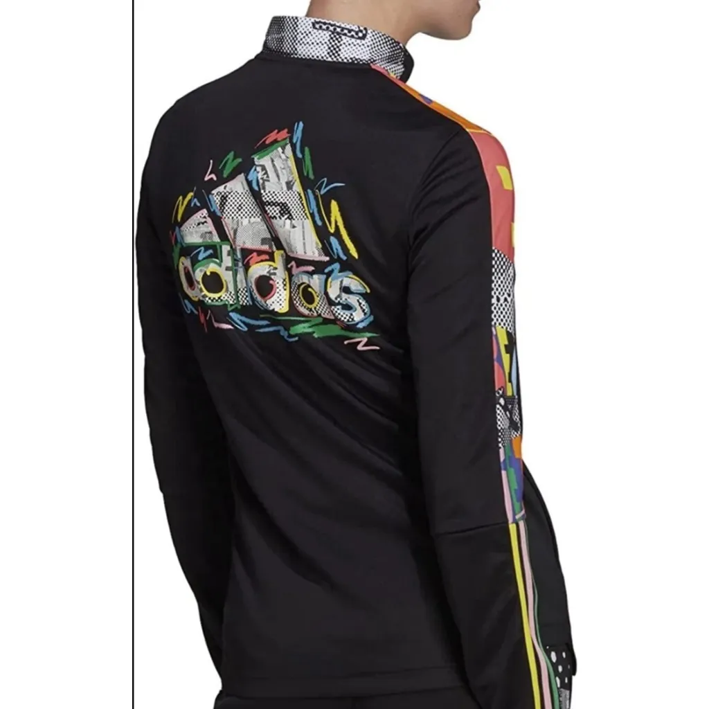 Women's Adidas Trio Pride XL Black Multicolor Aeroready Track Jacket - Image 2