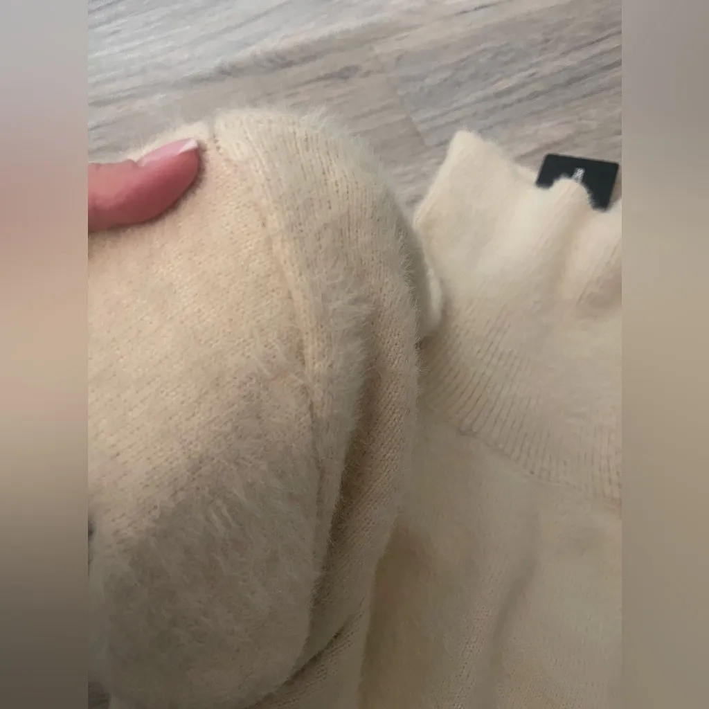 NWT PLT OVERSIZED TAN FUZZY TURTLE NECK DRESS SWEATER S - Image 9