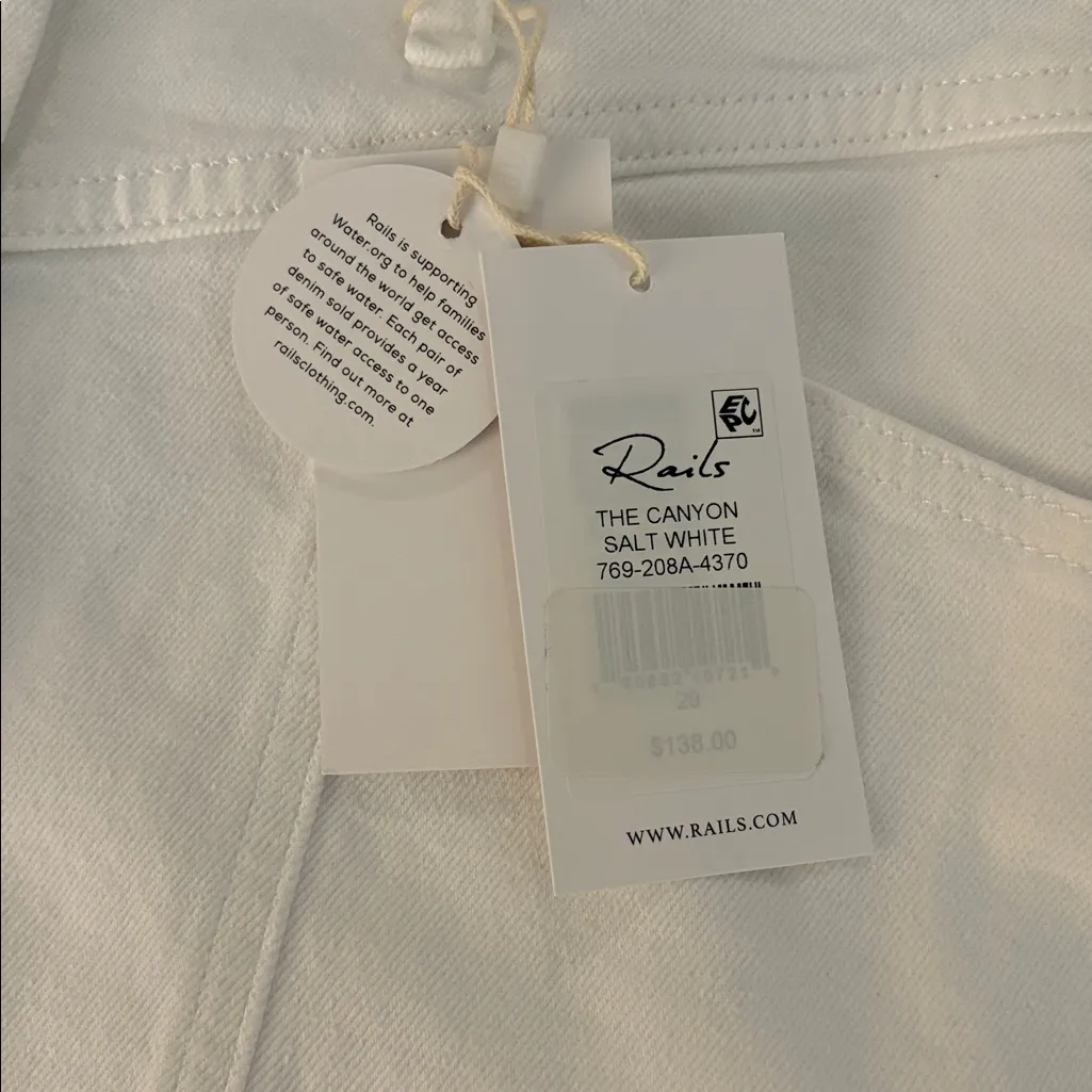 New RAILS White Canyon Jean Skirt Size 29 Denim Mini Pencil Raw Hem Buttons - Image 5