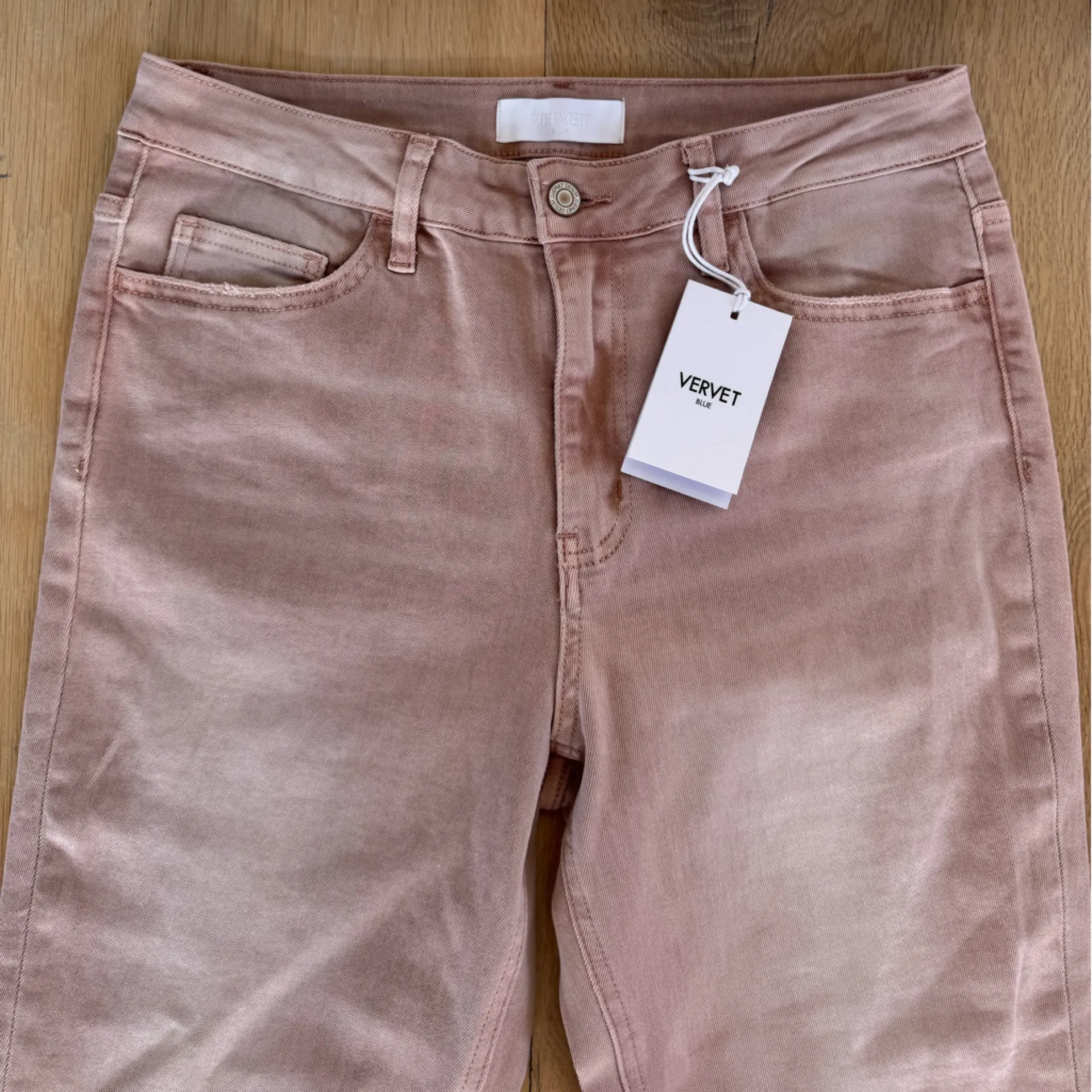 Vervet Blue Flare Distressed Bootcut Jeans Light Pink Size 30 NWT - Image 2