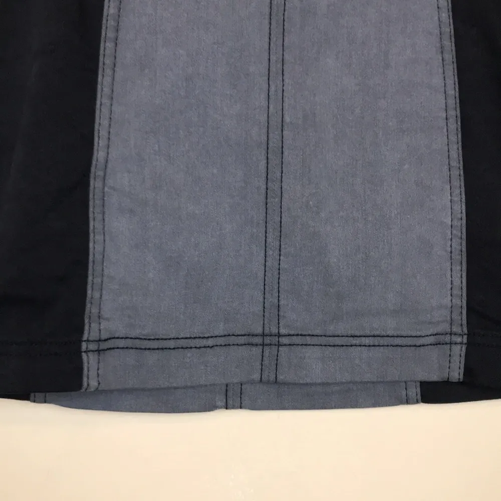 Free People Women’s Color Block Denim Black Gray A-Line Mini Skirt - Image 3