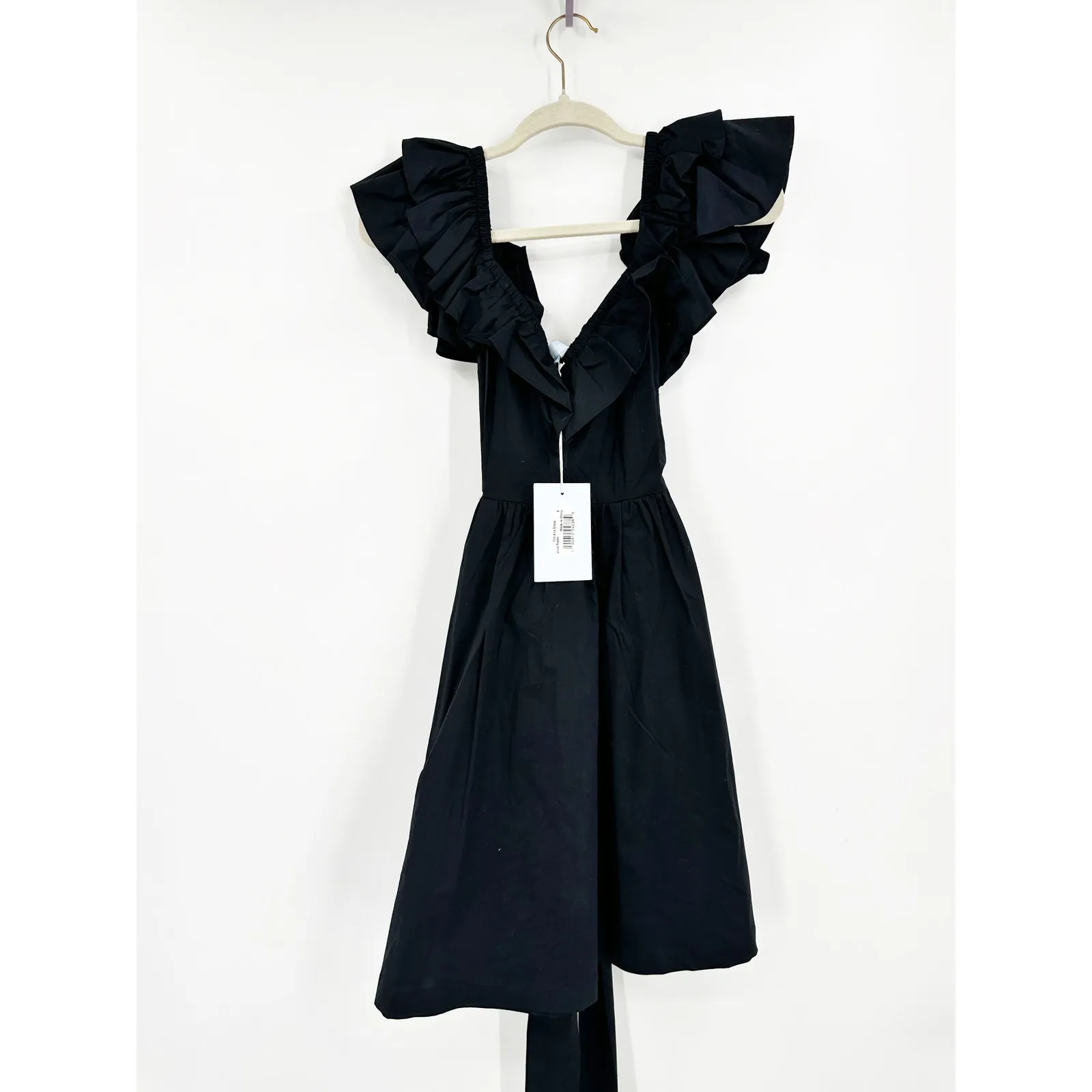 Hill House Home Smocked Back Ruffle Sleeve Ana Mini Dress Black Size S - Image 2