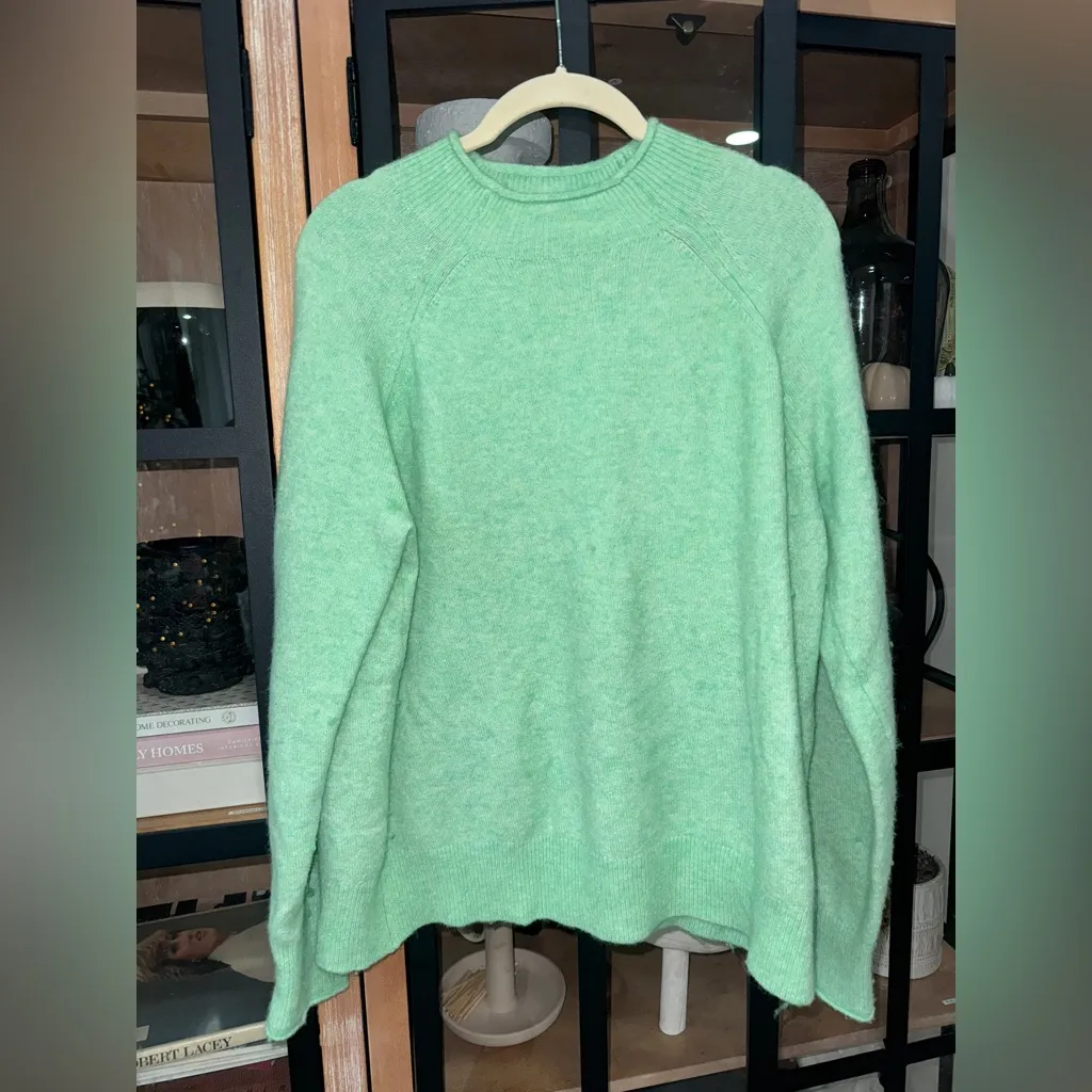 J. Crew wool Rollneck Sweater alpaca Supersoft Yarn mock BD613 Mint Green - Image 2