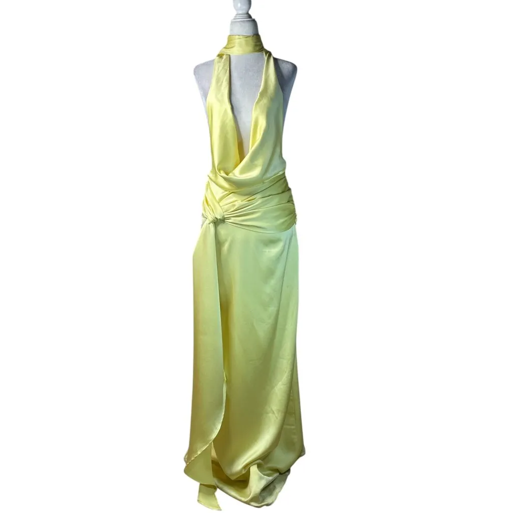 Casona La Regia Dress in Lemon Small New Womens Long Maxi Gown Yellow - Image 4