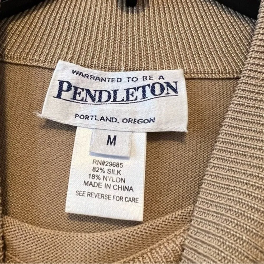 Women’s Tan Mockneck Silk Sweater Size Medium - Image 4