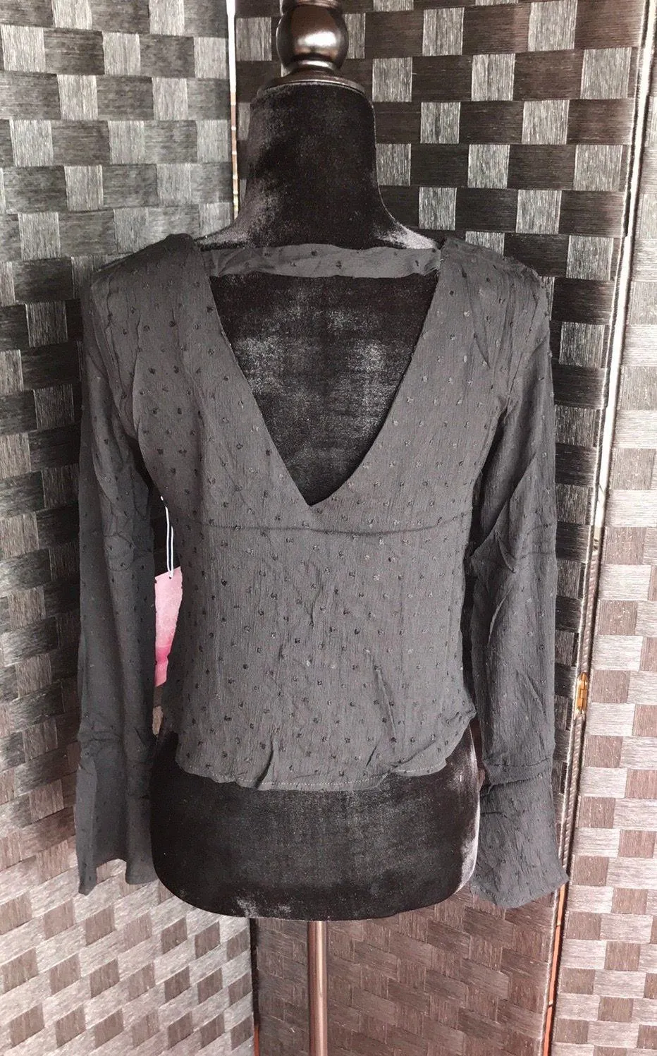Long Sleeve Black Sheer Top - Image 3