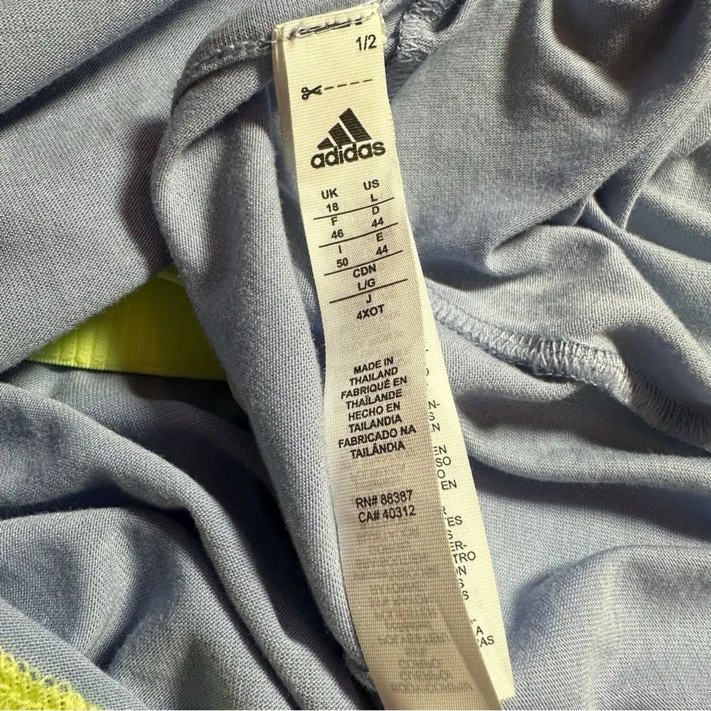 Adidas Athletic UPF 15 Sleeveless Tank Top Blue Padded Shelf Bra Size Large - Image 6